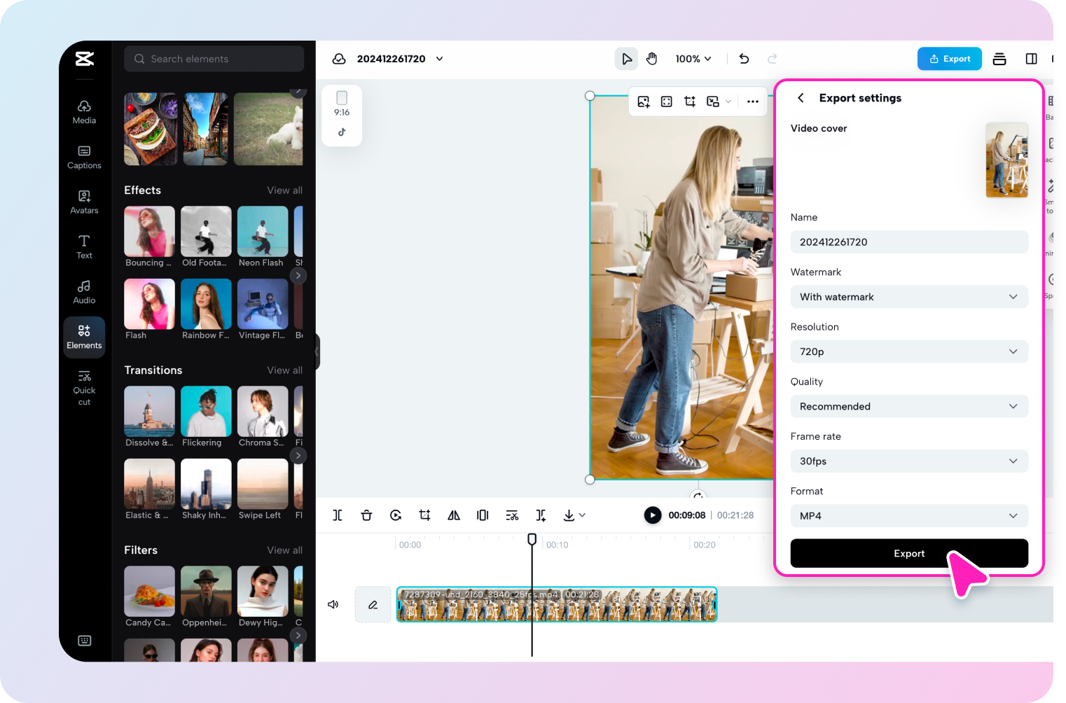 ส่งออกและแชร์วิดีโอของคุณ